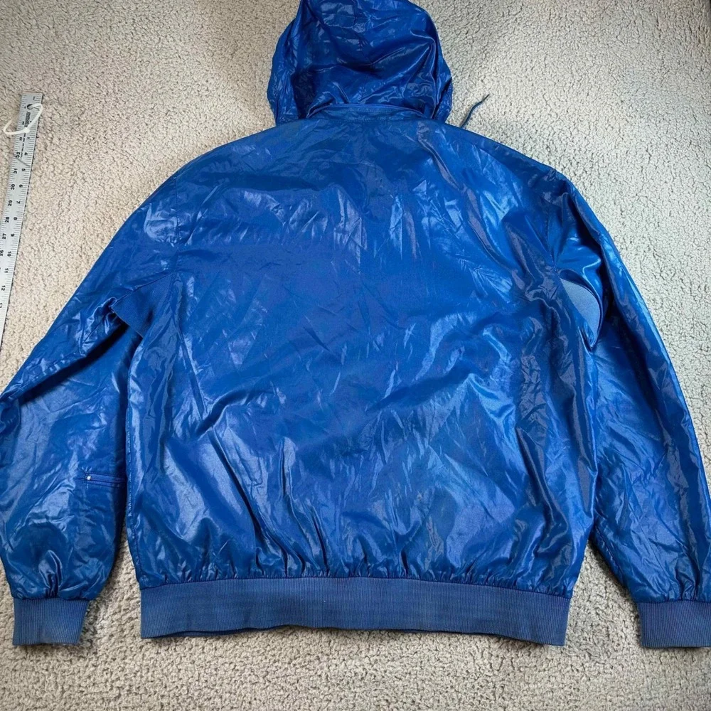 Vintage Izod Lacoste Mens XL Blue Full Zip Hooded Windbreaker Jacket 80s 90s